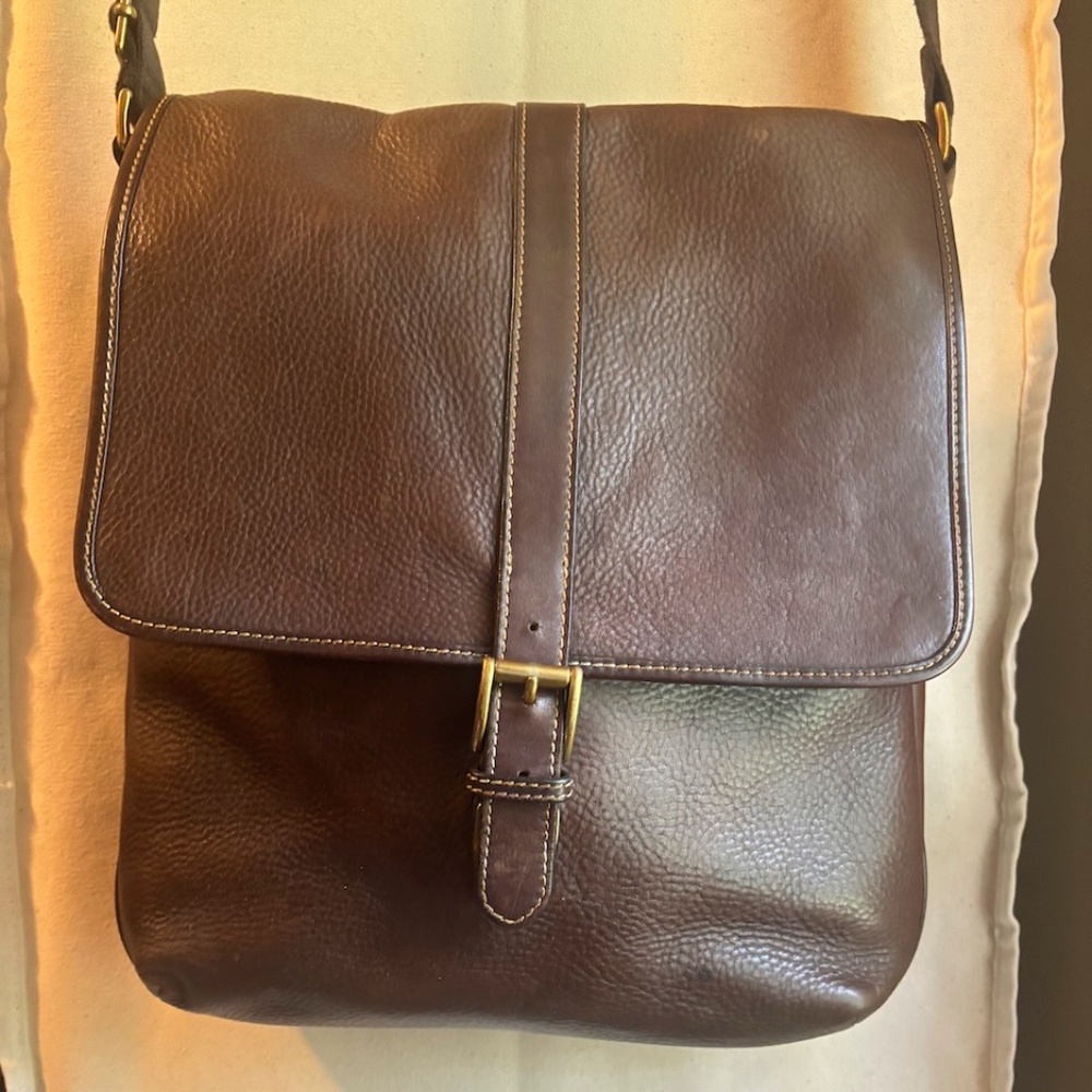 Vintage Cole Haan Messenger Bag, Dark Brown Leather